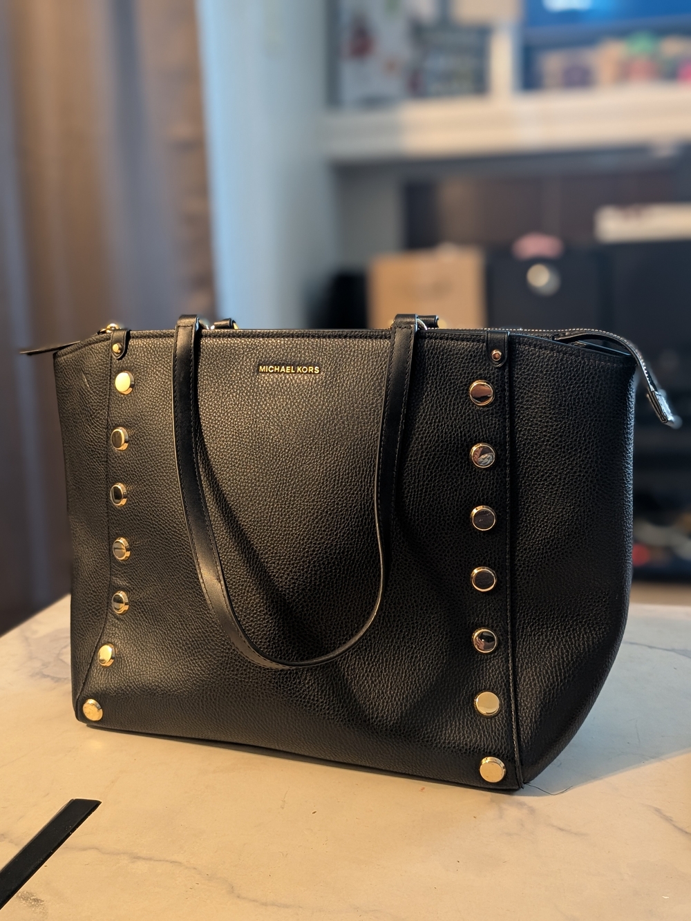 Michael Kors Black Leather Studded Tote